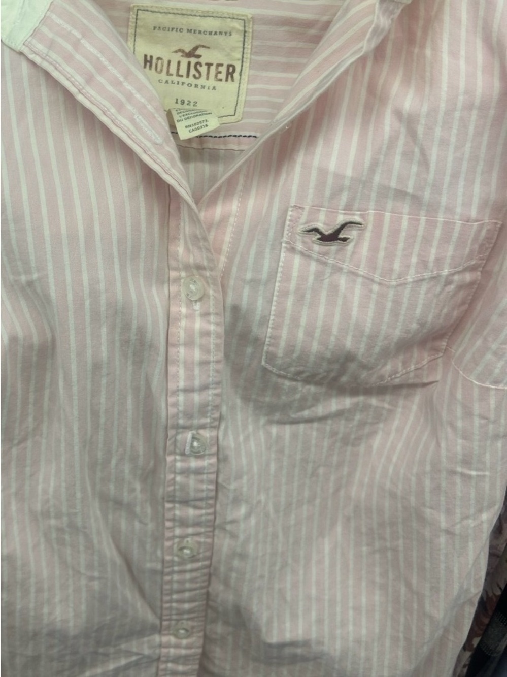 Hollister Light Pink & White Striped  Button-Down Shirt